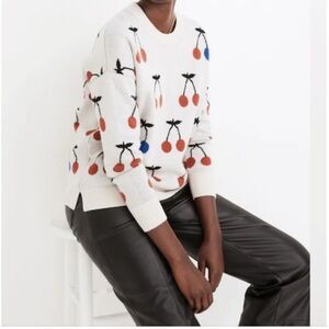 Madewell Cherry Jacquard Wool-Blend Pullover Sweater Size XXS